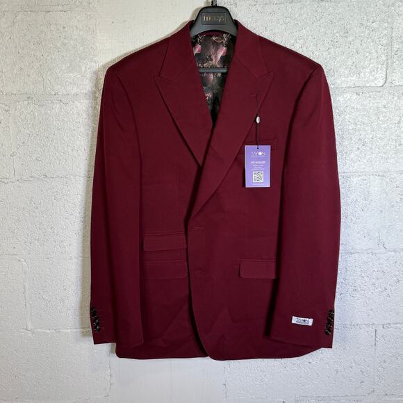 Tayion Collection Mens Classic-Fit Plaid Suit Jacket Red 42R $360 - Picture 1 of 10
